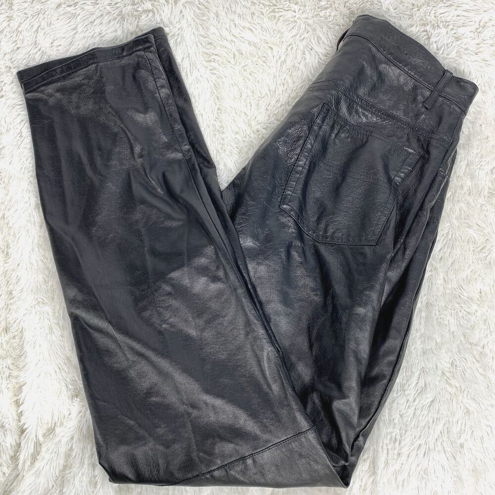 Vintage Exchange by Irwin Bilerman Black Leather Straight Leg Pants Size 11/12
